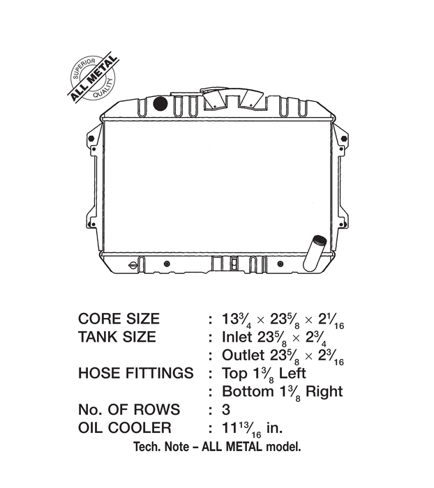 1971 Nissan 240Z 2.4L L6 Radiator