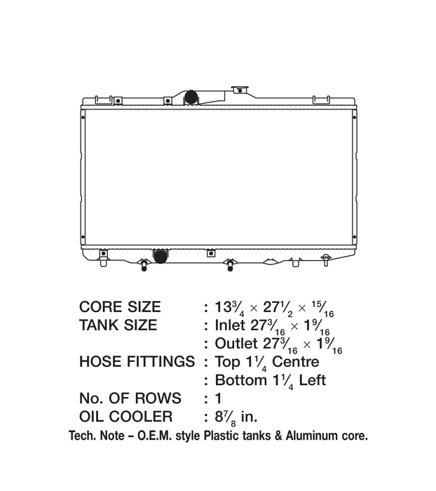 1995 Toyota Corolla 1.6L L4 Radiator