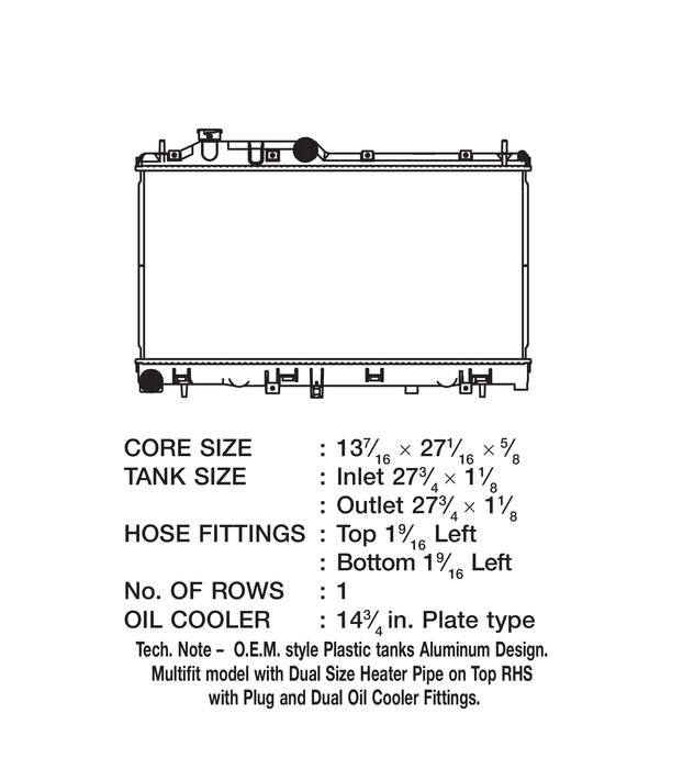 2016 Subaru Impreza 2.0L H4 Radiator