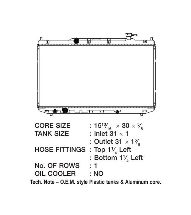 2015 Acura TLX 2.4L L4 Radiator
