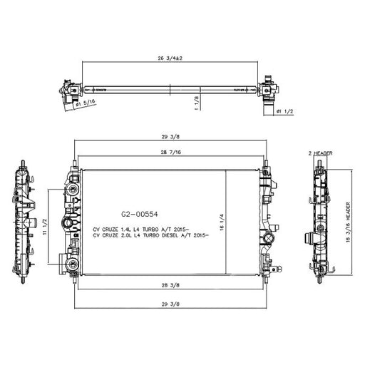 2014 Chevrolet Cruze Diesel 2.0L L4 Radiator - Turbocharged, Automatic